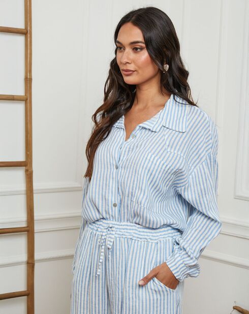 Chemise 100% Lin Godel bleu ciel