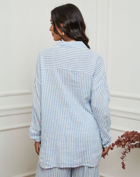 Chemise 100% Lin Godel bleu ciel