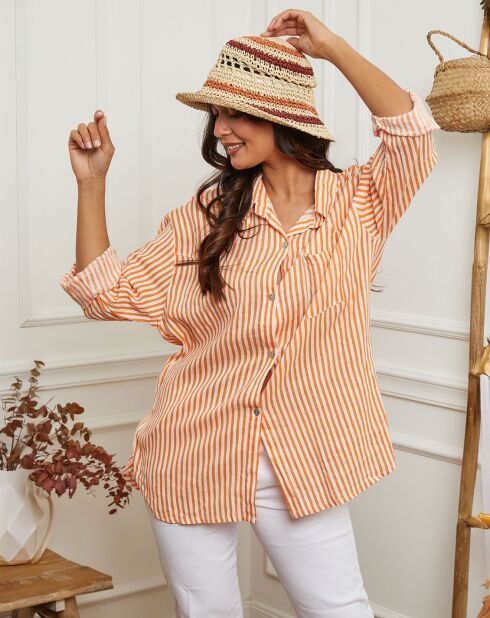 Chemise 100% Lin Godel orange
