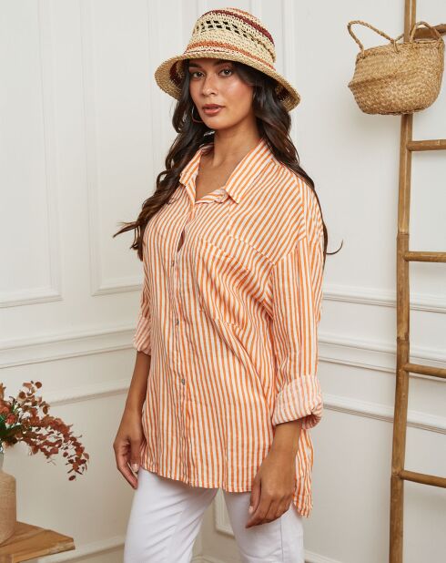Chemise 100% Lin Godel orange