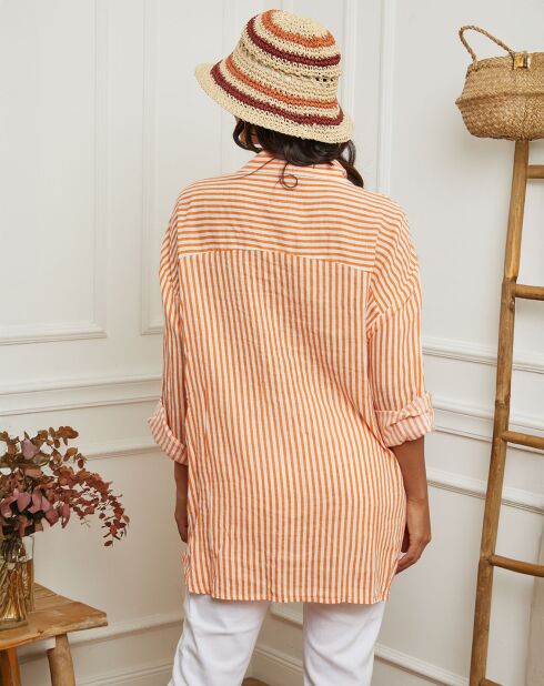 Chemise 100% Lin Godel orange