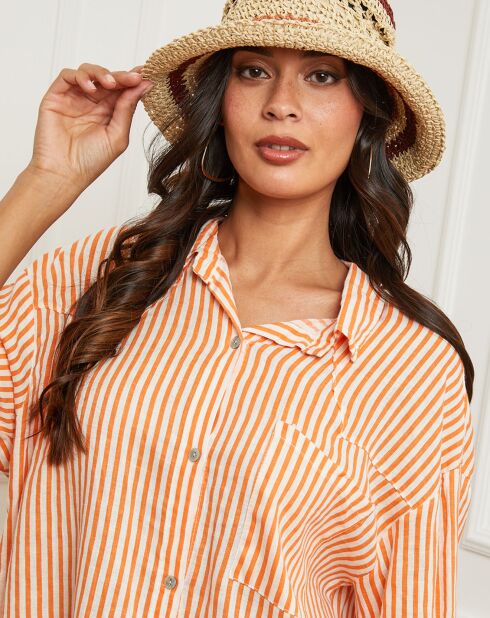 Chemise 100% Lin Godel orange