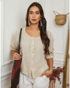 Chemise 100% Lin Iden beige
