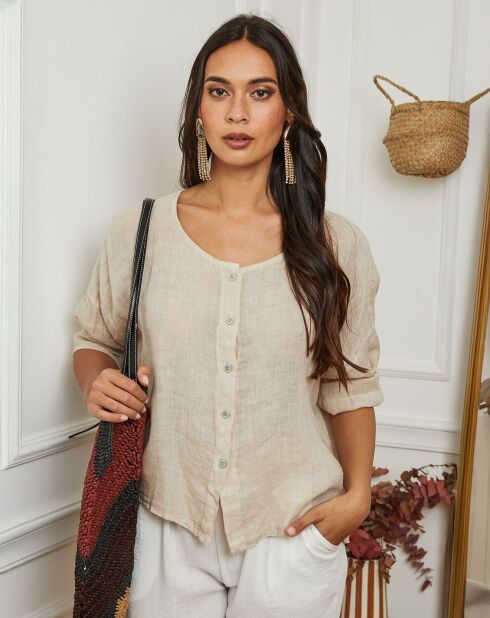 Chemise 100% Lin Iden beige