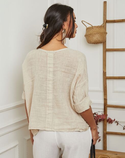Chemise 100% Lin Iden beige