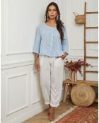 Chemise 100% Lin Iden bleu ciel
