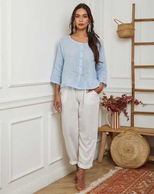 Chemise 100% Lin Iden bleu ciel