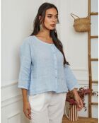 Chemise 100% Lin Iden bleu ciel