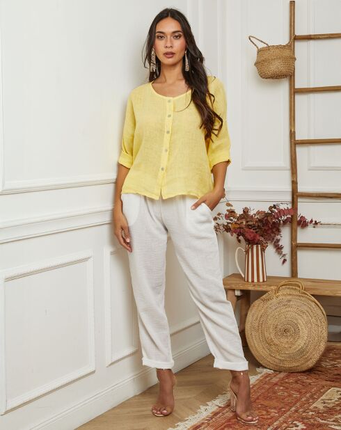 Chemise 100% Lin Iden jaune