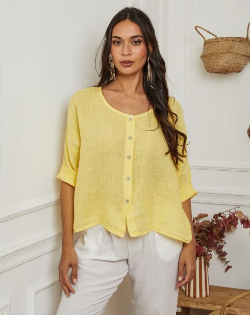 Chemise 100% Lin Iden jaune