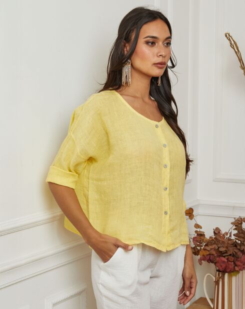 Chemise 100% Lin Iden jaune