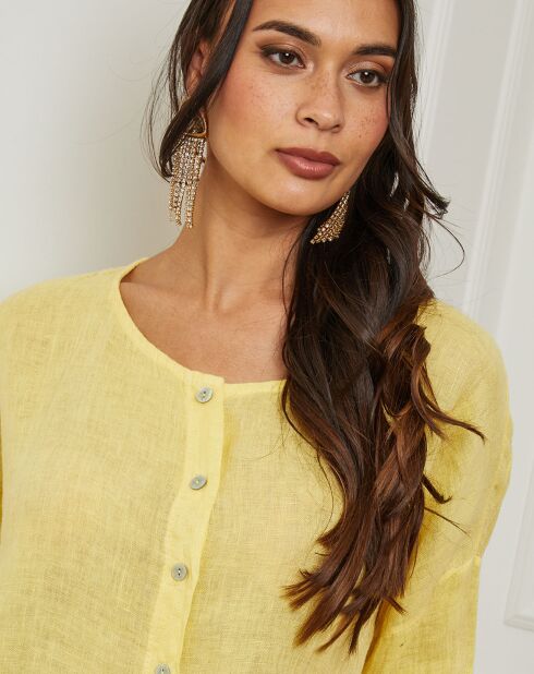 Chemise 100% Lin Iden jaune