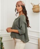 Chemise 100% Lin Iden vert kaki