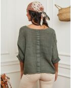 Chemise 100% Lin Iden vert kaki
