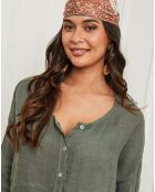 Chemise 100% Lin Iden vert kaki