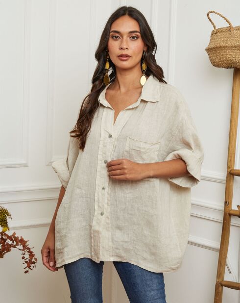 Chemise 100% Lin Itzak beige