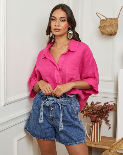 Chemise 100% Lin Itzak fuchsia