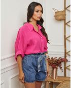 Chemise 100% Lin Itzak fuchsia