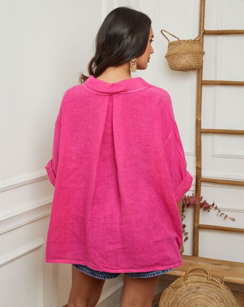Chemise 100% Lin Itzak fuchsia