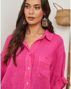 Chemise 100% Lin Itzak fuchsia