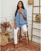 Chemise 100% Lin Itzak bleu indigo