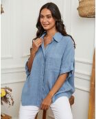 Chemise 100% Lin Itzak bleu indigo