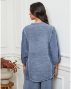 Chemise 100% Lin Mamyo bleu indigo