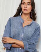 Chemise 100% Lin Mamyo bleu indigo