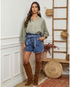Chemise 100% Lin Mamyo vert kaki