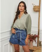 Chemise 100% Lin Mamyo vert kaki