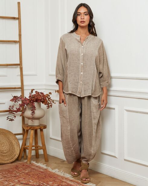 Chemise 100% Lin Mamyo taupe