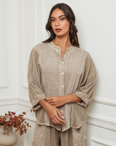 Chemise 100% Lin Mamyo taupe