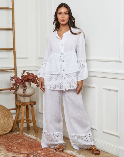 Chemise 100% Lin Nissam blanche