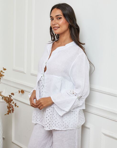 Chemise 100% Lin Nissam blanche
