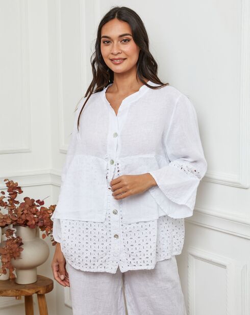 Chemise 100% Lin Nissam blanche