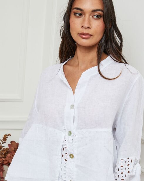 Chemise 100% Lin Nissam blanche