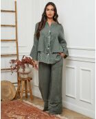 Chemise 100% Lin Nissam vert kaki