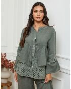 Chemise 100% Lin Nissam vert kaki