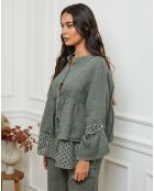 Chemise 100% Lin Nissam vert kaki