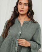 Chemise 100% Lin Nissam vert kaki