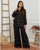 Chemise 100% Lin Nissam noire