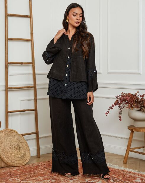 Chemise 100% Lin Nissam noire