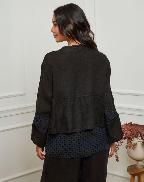 Chemise 100% Lin Nissam noire