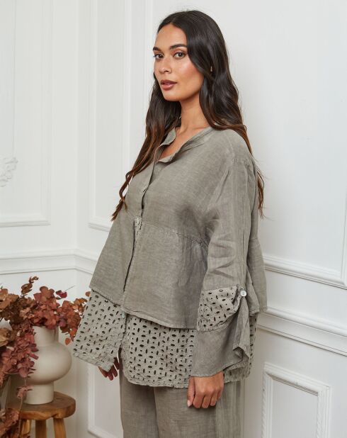 Chemise 100% Lin Nissam taupe