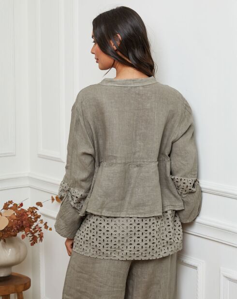 Chemise 100% Lin Nissam taupe