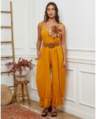 Combinaison 100% Lin Tuchex jaune moutarde