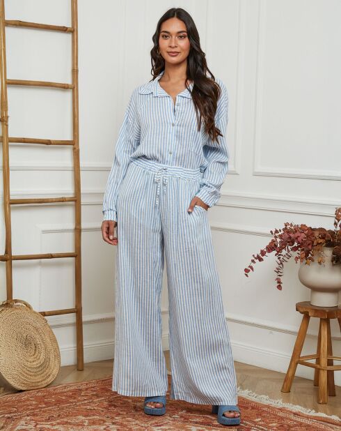 Pantalon en Lin mélangé Gordal bleu ciel