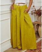 Pantalon 100% Lin Lornica vert anis