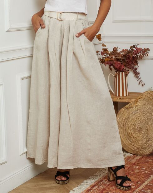 100% linnen Lornica beige broek