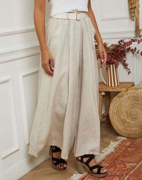 100% linnen Lornica beige broek